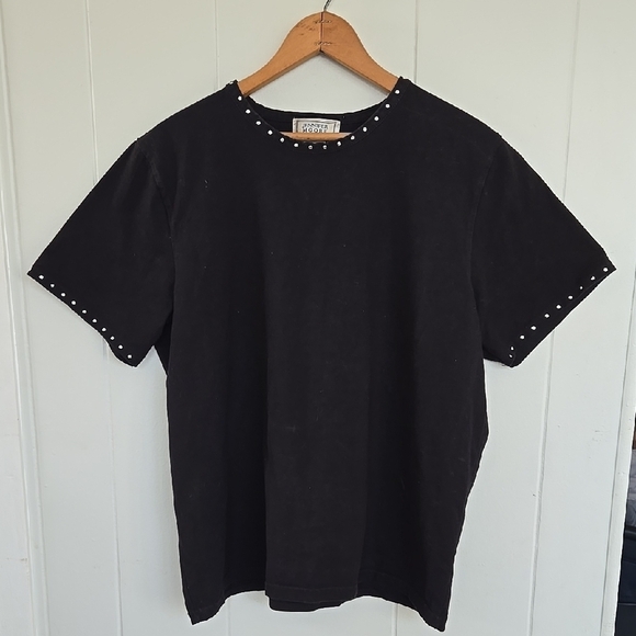 Jennifer Moore Tops - JENNIFER MOORE Black Studded wom Shirt